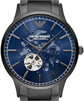 Emporio Armani Renato Automatic Blue Dial Grey Steel Strap Watch For Men - AR60056 - Image 6
